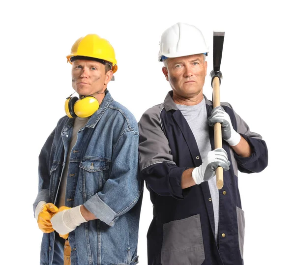 Mijnwerkers Witte Achtergrond — Stockfoto