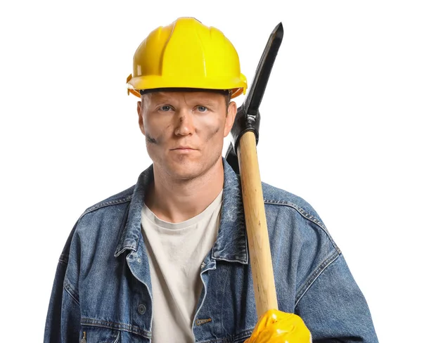 Miner Man Vit Bakgrund — Stockfoto