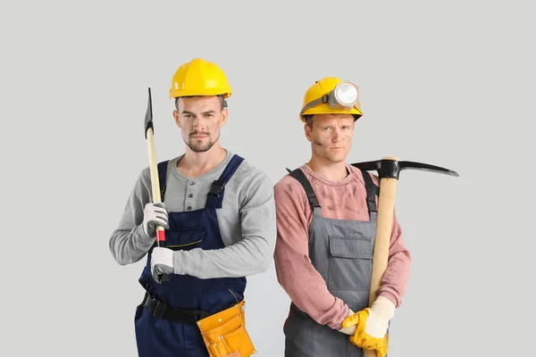 Miner Men Grey Background — Stock Photo, Image