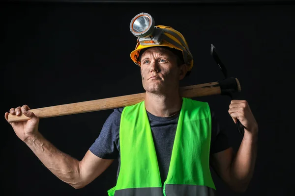 Miner Man Dark Background — Stock Photo, Image