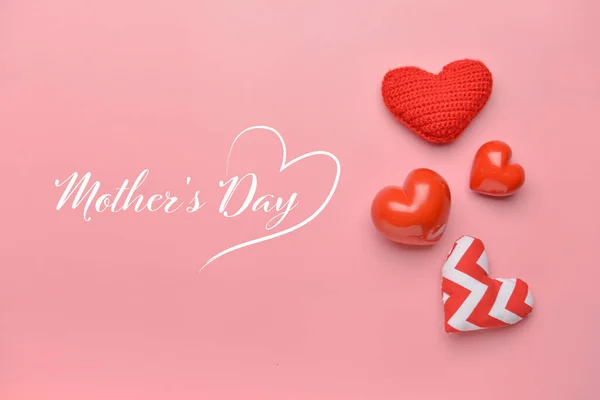 Text Mother Day Beautiful Hearts Color Background — стоковое фото