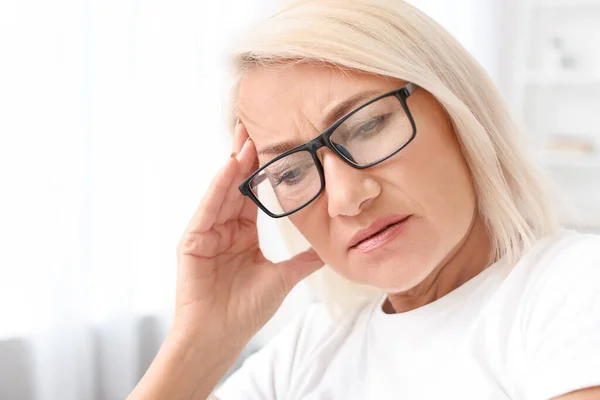 Stressed Mature Woman Suffering Headache — Stock Fotó
