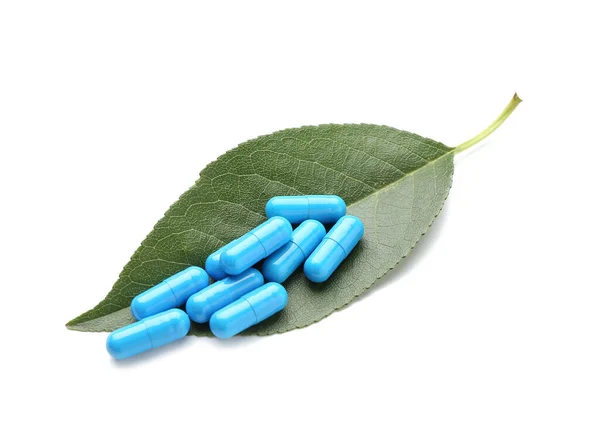 Plant Based Pills White Background — Stock Photo, Image