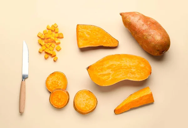 Fresh Sweet Potatoes Light Background — Stock Photo, Image