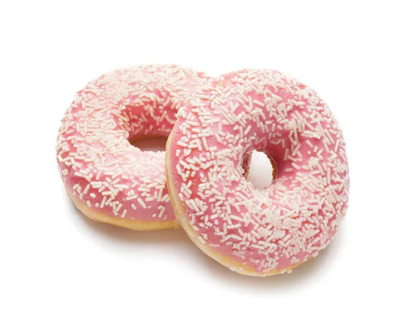 Doce Donuts Fundo Branco — Fotografia de Stock