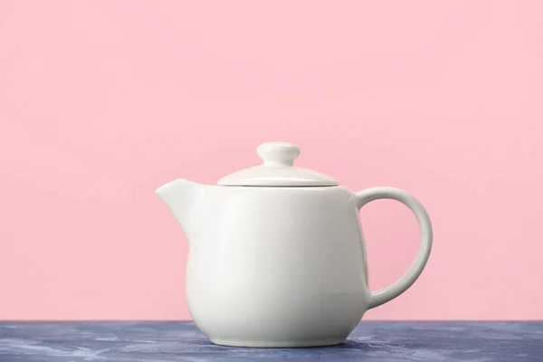 Teapot Table Color Background — Stock Photo, Image