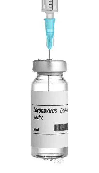 Vaccine Immunization Covid Syringe White Background — Stock Photo, Image