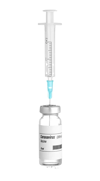Covid Karşı Aşı Beyaz Arka Planda Şırınga — Stok fotoğraf