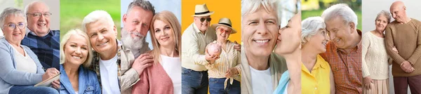 Collage Different Elderly Couples — Stock Photo, Image