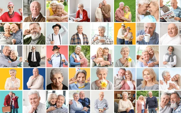Collage Different Elderly People — Stock Photo, Image