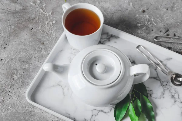 Beautiful Teapot Cup Tea Table — Stock Photo, Image