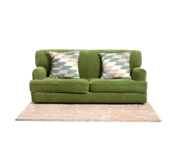 Stilvolles Sofa Auf Weißem Hintergrund — Stockfoto