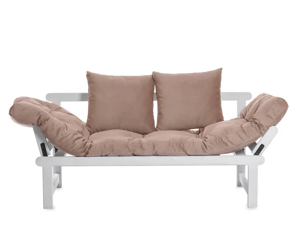 Stilvolles Sofa Auf Weißem Hintergrund — Stockfoto