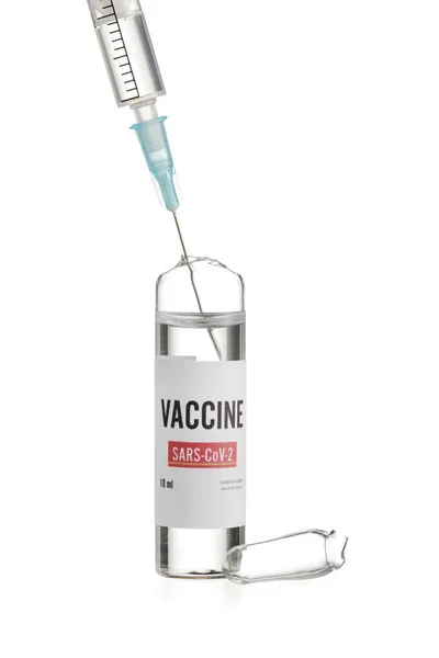 Vaccine Immunization Covid Syringe White Background — Stock Photo, Image