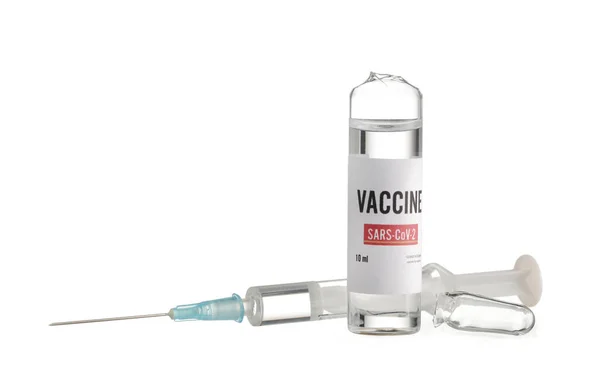 Szczepionka Uodpornienia Covid Strzykawka Białym Tle — Zdjęcie stockowe