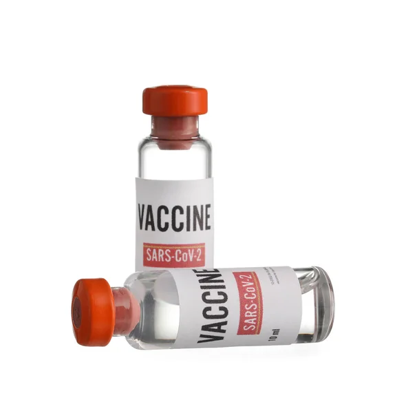 Vakcína Pro Imunizaci Proti Covid Bílém Pozadí — Stock fotografie