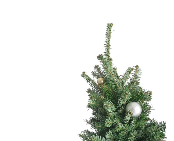 Bel Arbre Noël Décoré Sur Fond Blanc — Photo