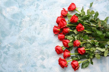 Renkli arka planda güzel kırmızı güller.