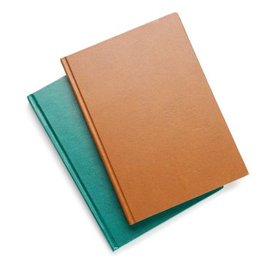 Beyaz arkaplan üzerine kitaplar, üst görünüm