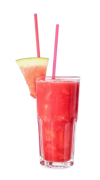 Glass Fresh Watermelon Juice White Background — Stock Photo, Image