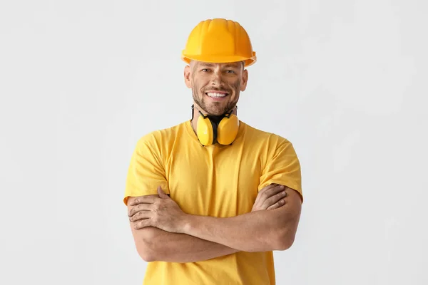 Minero Hombre Sobre Fondo Claro — Foto de Stock