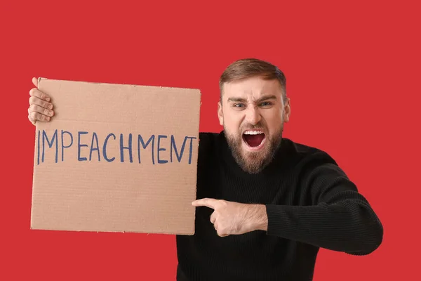Protesting Young Man Color Background Impeachment Concept — Stock Photo, Image