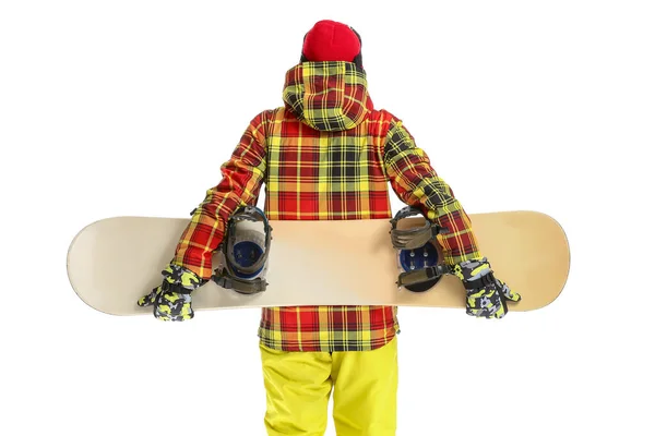 Snowboarder Masculino Sobre Fondo Blanco — Foto de Stock