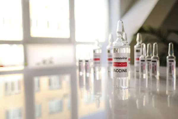Vakcína Pro Imunizaci Proti Covid Stole — Stock fotografie