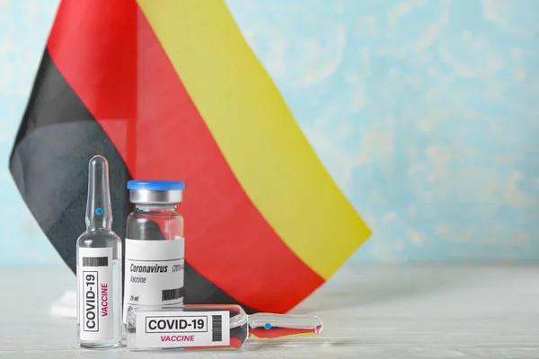 Vaccine Imunization Covid Flag Germany Table — стокове фото