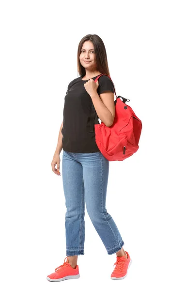 Retrato Una Hermosa Joven Sobre Fondo Blanco — Foto de Stock