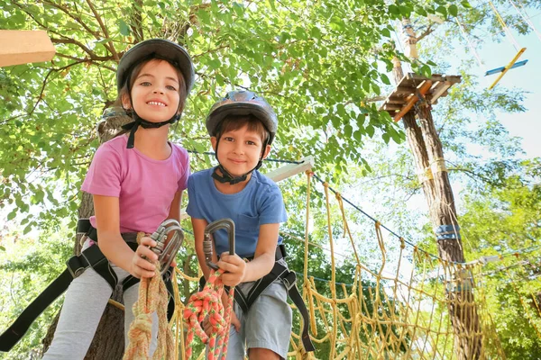 Children Climbing Adventure Park — Stock Photo, Image