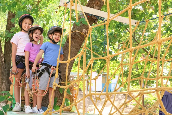 Crianças Escalando Parque Aventura — Fotografia de Stock