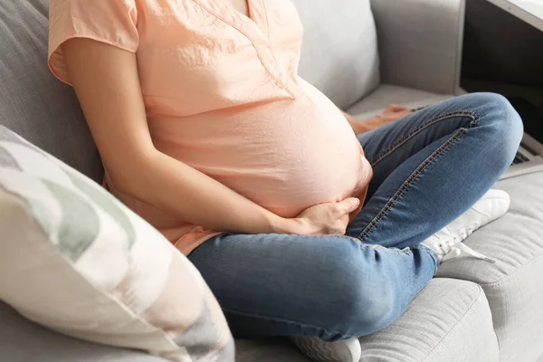 Pregnant Young Woman Home — Stock Photo, Image