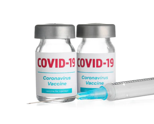 Вакцина Імунізації Проти Covid Шприц Білому Тлі — стокове фото