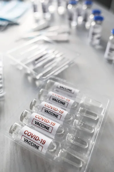 Vaccin För Immunisering Mot Covid Bordet — Stockfoto