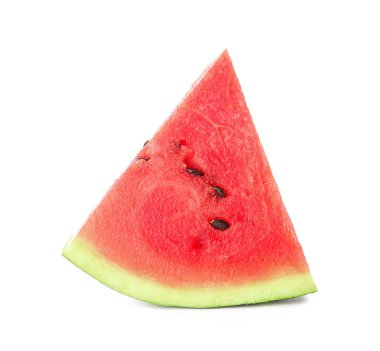 Beyaz arka planda izole edilmiş olgun karpuz dilimi