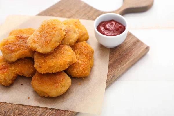Tasty Nuggets Ketchup Light Background — Stock Photo, Image