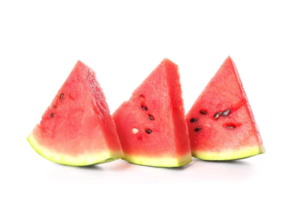 Scheiben Reife Wassermelone Isoliert Auf Weißem Hintergrund — Stockfoto