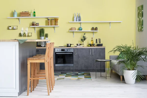 Interior Elegante Cozinha Moderna — Fotografia de Stock