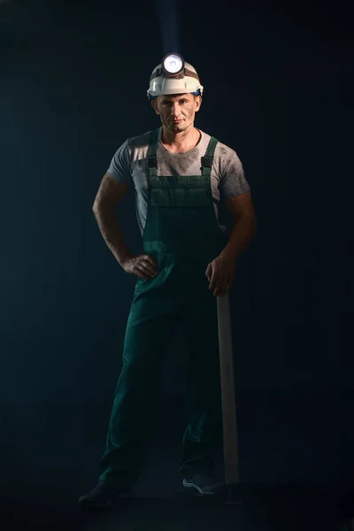 Miner Man Dark Background — Stock Photo, Image