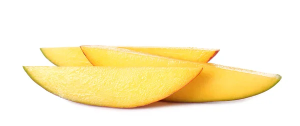 Beyaz Arkaplanda Tatlı Kesilmiş Mango — Stok fotoğraf