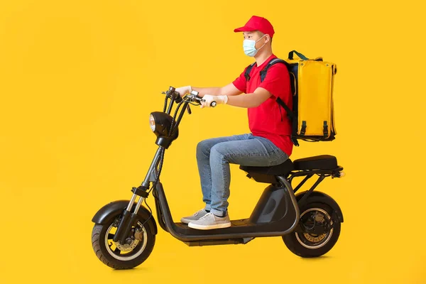 Courier Food Delivery Service Color Background — Stock Photo, Image