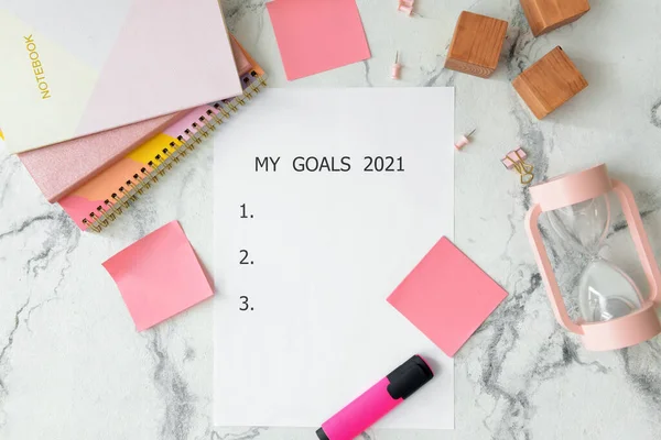 Tomme Liste Med Tekst Goals 2021 Lys Baggrund - Stock-foto