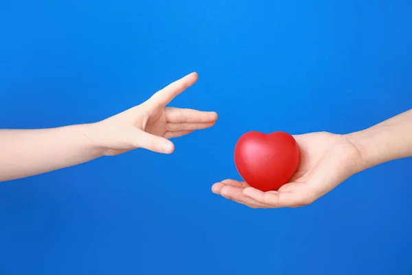 Hands Family Heart Color Background — Stock Photo, Image