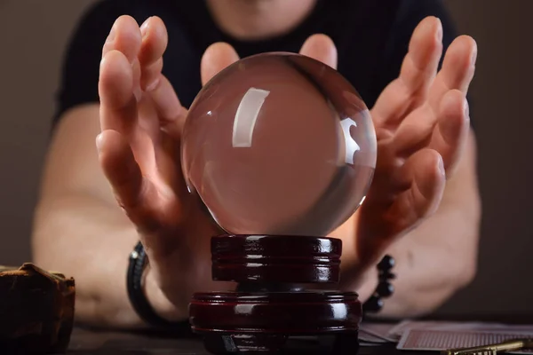 Fortune Teller Crystal Ball Reading Future Table — Stock Photo, Image