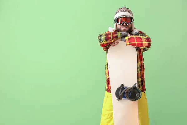 Snowboarder Maschio Sfondo Colore — Foto Stock