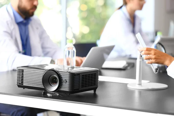 Video projector on table in medical university