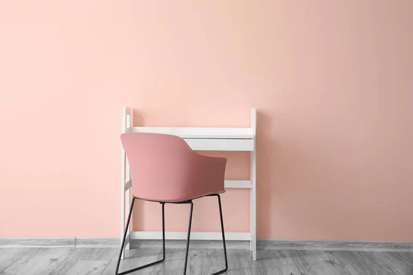 Stylish Table Chair Color Wall — Stock Photo, Image