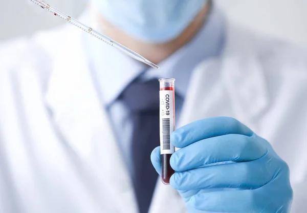 Scientist Developing Covid Vaccine Laboratory Closeup — Stock Photo, Image