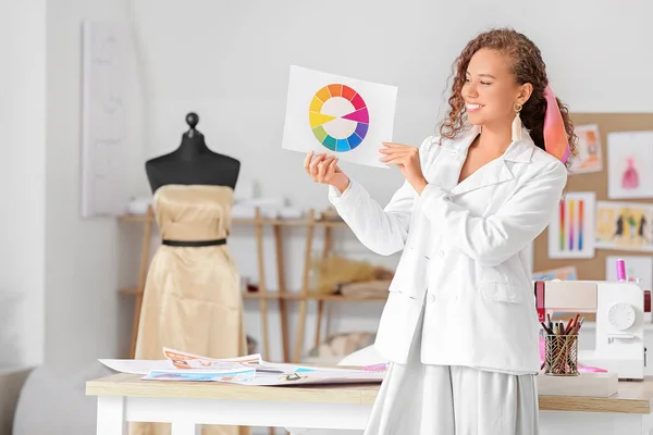 Female Fashion Designer Working Studio — Stock Photo, Image